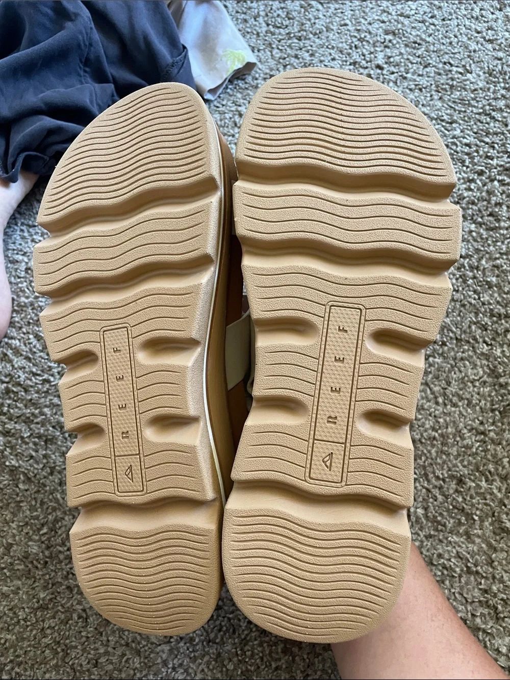 Reef Vista Luxe Liah Sandal — Cream and Tan Platform Sandal